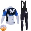 Set Langarmtrikot + Trägerhose Lange Winter Thermal Fleece Movistar Team 2025 N001